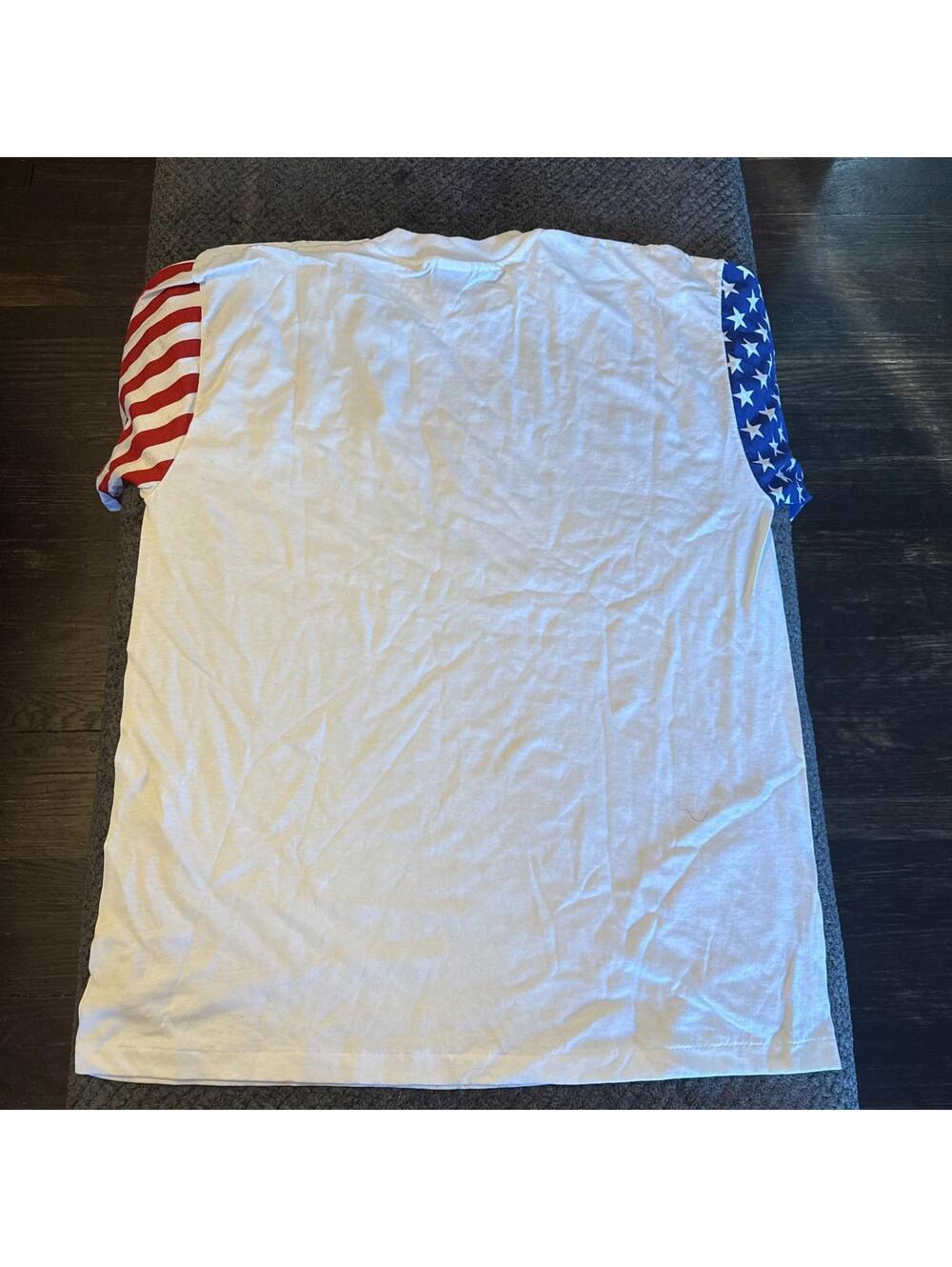 Vintage LA Sportswear T-Shirt American Flag Sleeves Single Stitch USA Mens XL - Picture 6 of 9